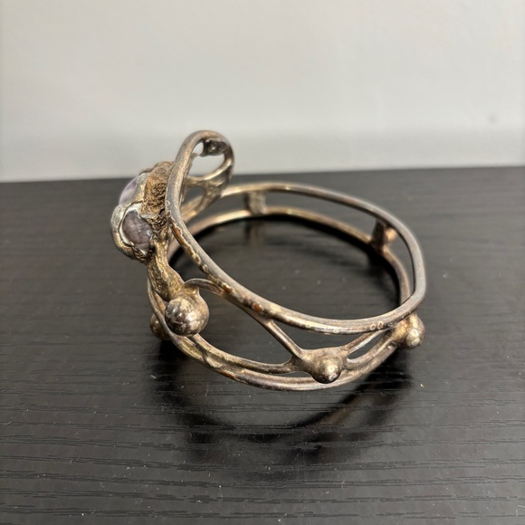 Vintage D.S. Dansk Smykkekunst ModernistBrutalist Handmade Denmark Cuff Bracelet - Picture 8 of 12